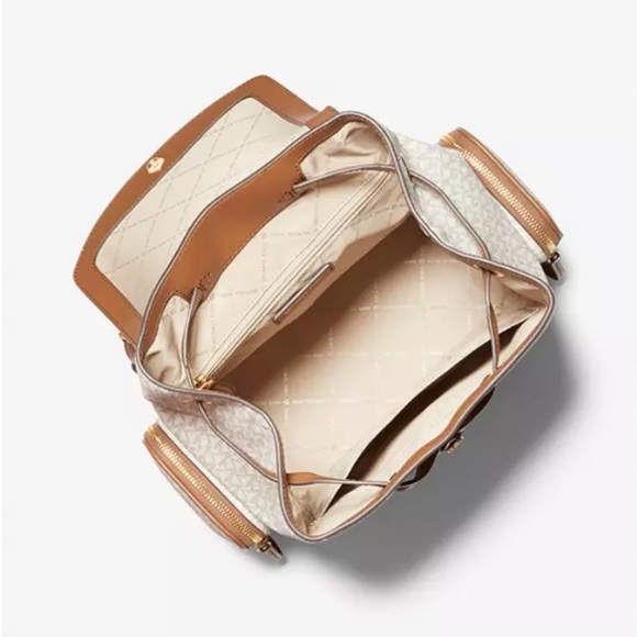 Michael Kors Jet Set Large Logo Backpack in Vanilla/Acorn - Picture 3 of 8